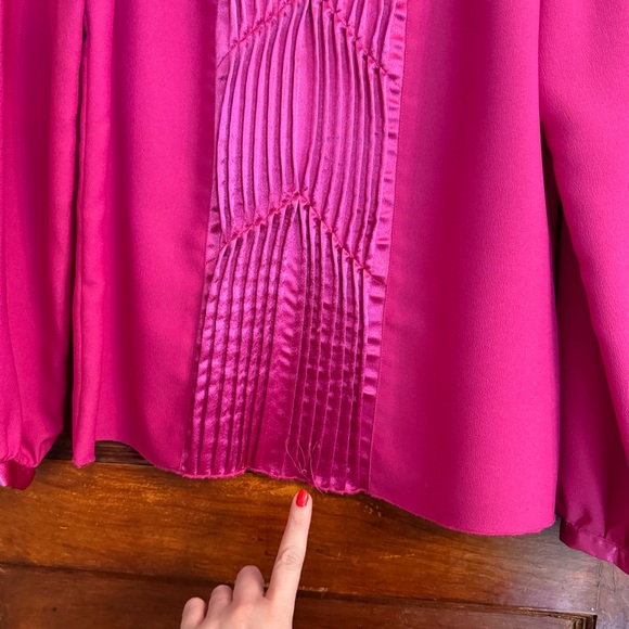 Anna Sui Pink Pleated Front Long Sleeve Blouse - Picture 12 of 14